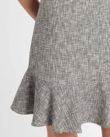 MOIRA Cap Sleeve Flounce Dress in Soft Boucle