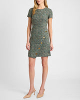 LONI Short Sleeve A-Line Dress in Luxury Tweed