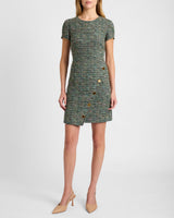 LONI Short Sleeve A-Line Dress in Luxury Tweed