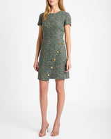 LONI Short Sleeve A-Line Dress in Luxury Tweed