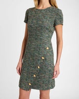 LONI Short Sleeve A-Line Dress in Luxury Tweed