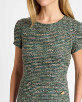 LONI Short Sleeve A-Line Dress in Luxury Tweed