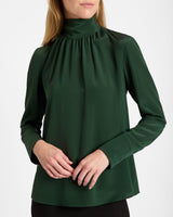 PHOENIX Mock Neck Blouse in Silk Crepe de Chine