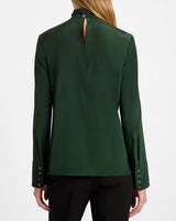 PHOENIX Mock Neck Blouse in Silk Crepe de Chine