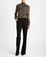 PHOENIX Mock Neck Blouse in Abstract Floral Georgette