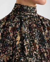 PHOENIX Mock Neck Blouse in Abstract Floral Georgette