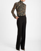 PHOENIX Mock Neck Blouse in Abstract Floral Georgette