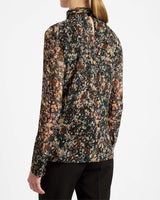 PHOENIX Mock Neck Blouse in Abstract Floral Georgette