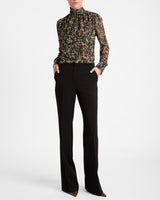 PHOENIX Mock Neck Blouse in Abstract Floral Georgette