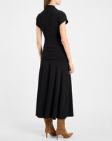 KARDI Ruched Mock Neck Maxi Dress in Soft Jersey