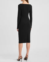 KEEGAN Draped Knot Long Sleeve Jersey Dress