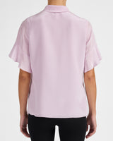 ATHENA Silk Blouse with Short Flutter-Sleeves