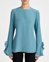 ANNA Silk Ruffle Cuff Blouse