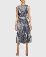 DOROTHY A-Line Midi Dress with Waist Tie in Silk Georgette