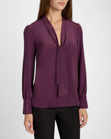 FRANCIS Tie Neck Blouse in Silk Crepe de Chine
