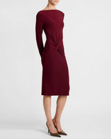 KEEGAN Draped Knot Long Sleeve Jersey Dress