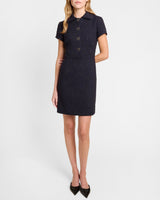 CASEY Collared Short Dress in Tonal Luxury Tweed