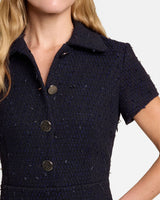 CASEY Collared Short Dress in Tonal Luxury Tweed