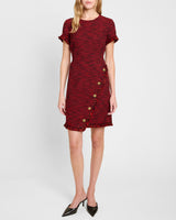 LONI  Tweed Dress  with Decorative Trim Detail