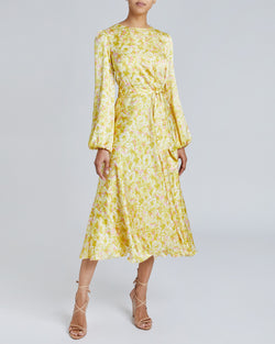 CALLIE Long Sleeve Midi Dress in Floral Print