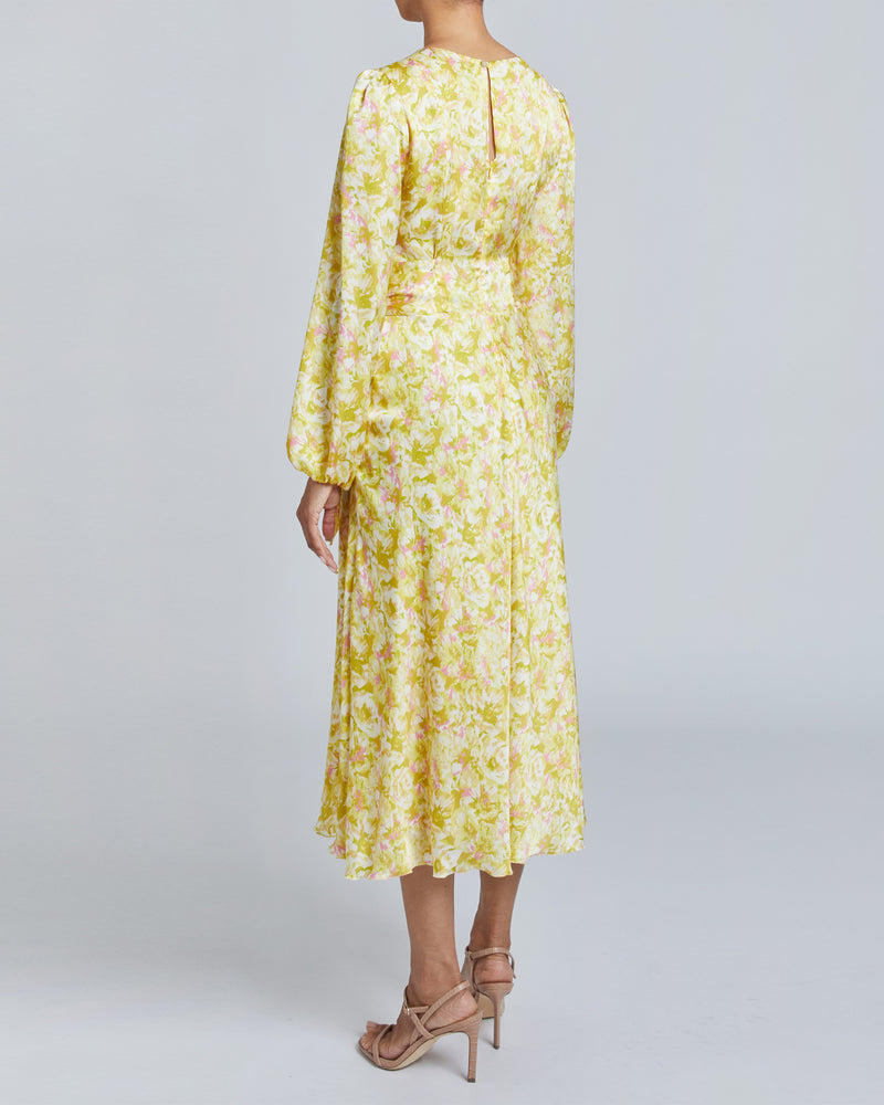 CALLIE Long Sleeve Midi Dress in Floral Print