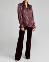 CHELSEA Long Sleeve Blouse in Bordeaux Floral Print