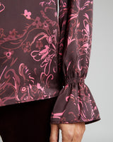CHELSEA Long Sleeve Blouse in Bordeaux Floral Print