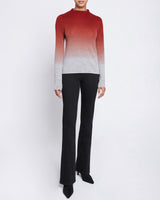 COLETTA Long Sleeve Mock Neck Degrade Ombre Merino Wool Sweater