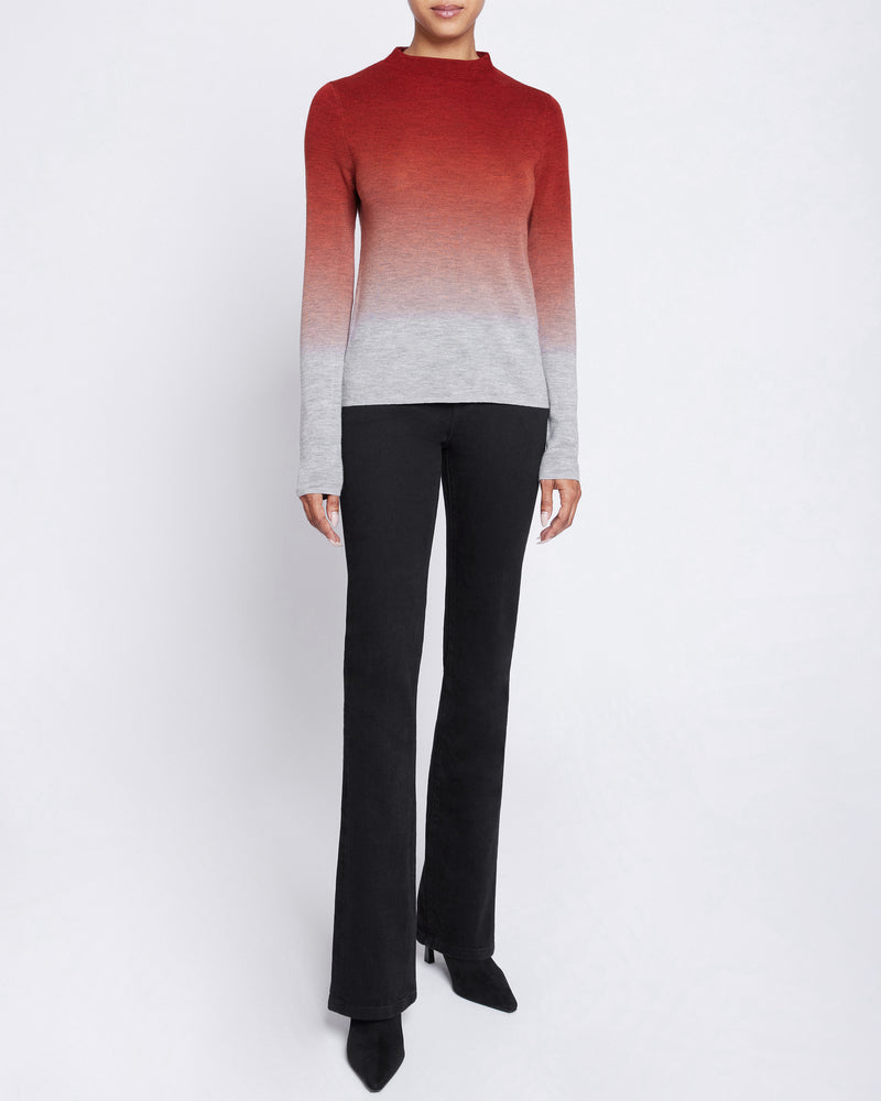 COLETTA Long Sleeve Mock Neck Degrade Ombre Merino Wool Sweater