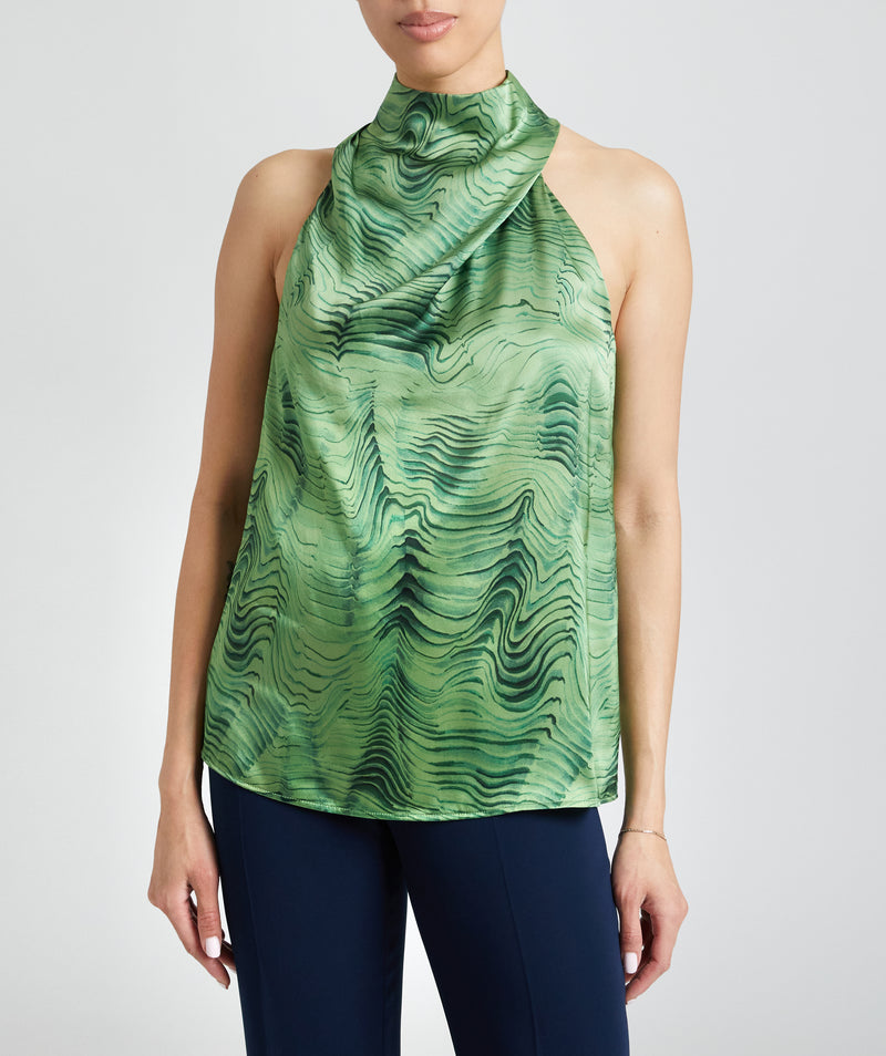 DARCY Silk Sleeveless Blouse with Asymmetric Shoulders