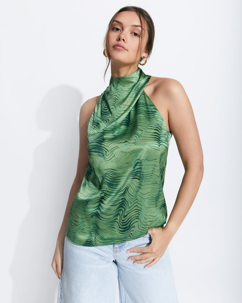 DARCY Silk Sleeveless Blouse with Asymmetric Shoulders