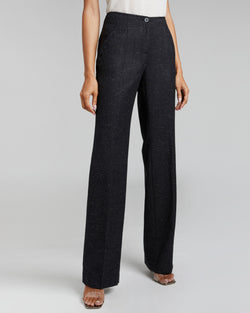 DELLA Straight Leg Pant in Charcoal Wool Donegal