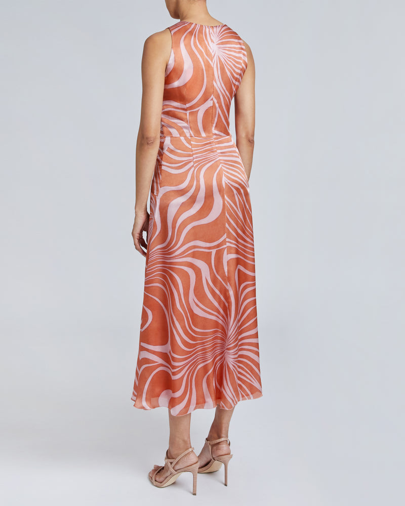 EDEN Sleeveless Midi Dress with Center Ruching