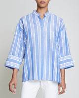 EFFIE Striped Mandarin Collar Shirt