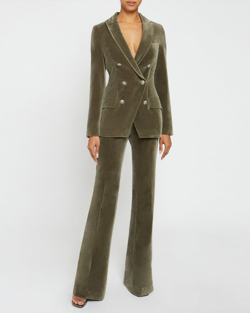 ELIZABETH Flared Leg Pant in Luxury Cotton Velvet
