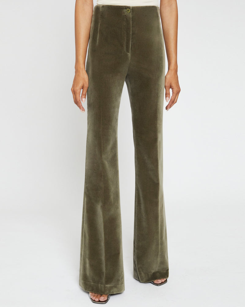 ELIZABETH Flared Leg Pant in Luxury Cotton Velvet