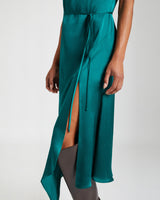 EMBER Silk Sleeveless Midi Handkerchief Dress with Cowl Neckline