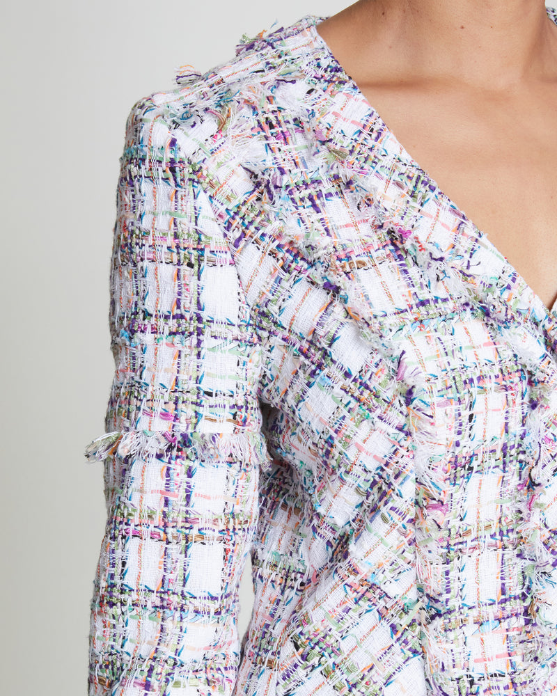 ESTELA Tweed Jacket with Fringe Detail