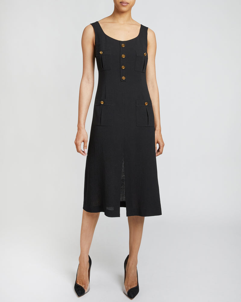 FANNY A-Line Sleeveless Dress in Luxury Wool Crepe Santorelli FANNY A-Line Sleeveless Dress in Luxury Wool Crepe Santorelli