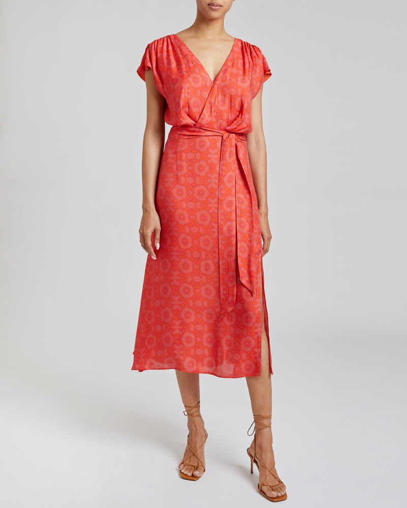 FARA Faux-Wrap Midi Dress