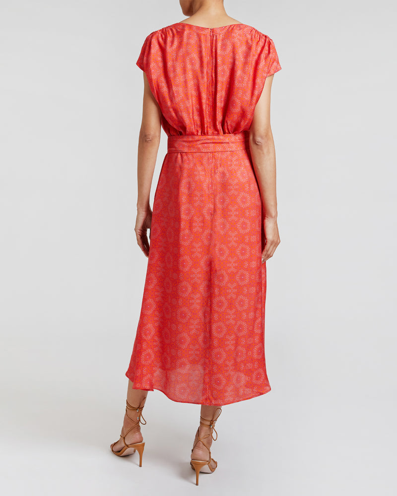 FARA Faux-Wrap Midi Dress