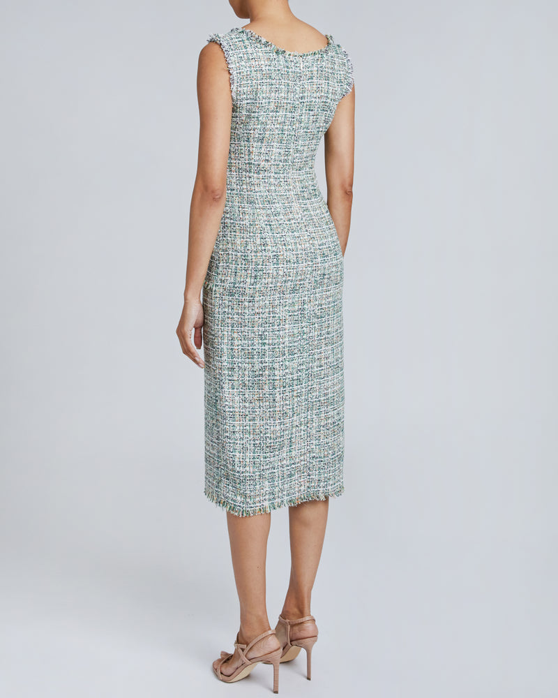 FAYE Sleeveless Sheath Dress in Luxury Tweed