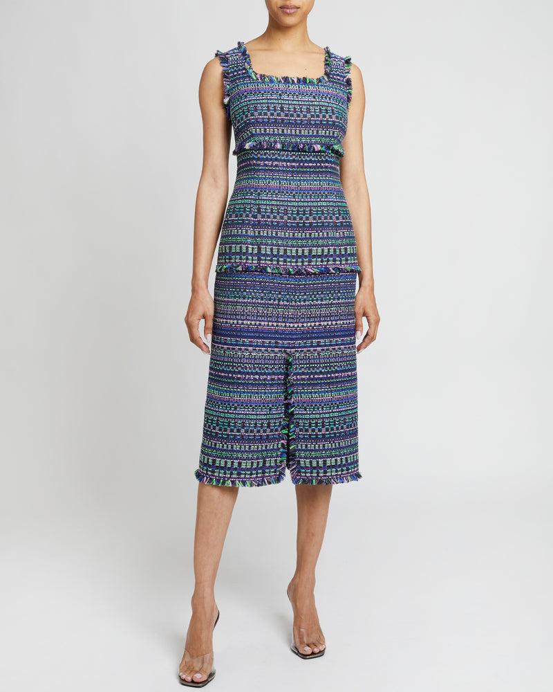 FAYE A-line Sleeveless Sheath Dress in Modern Tweed Santorelli FAYE A-line Sleeveless Sheath Dress in Modern Tweed Santorelli