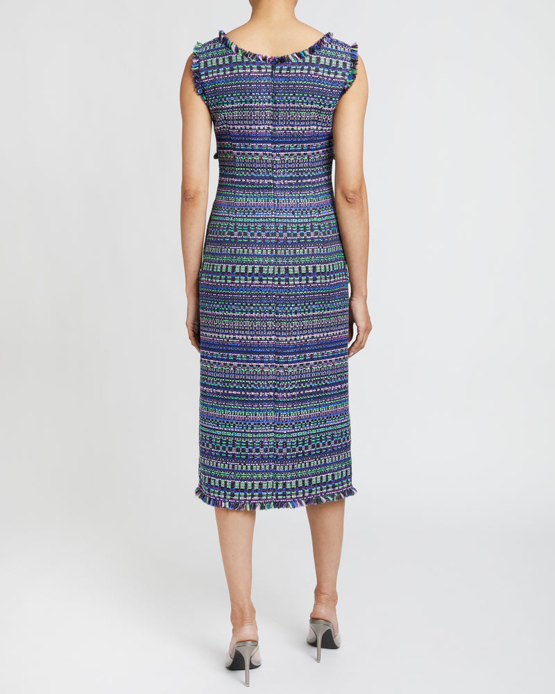 FAYE A-line Sleeveless Sheath Dress in Modern Tweed Santorelli FAYE A-line Sleeveless Sheath Dress in Modern Tweed Santorelli