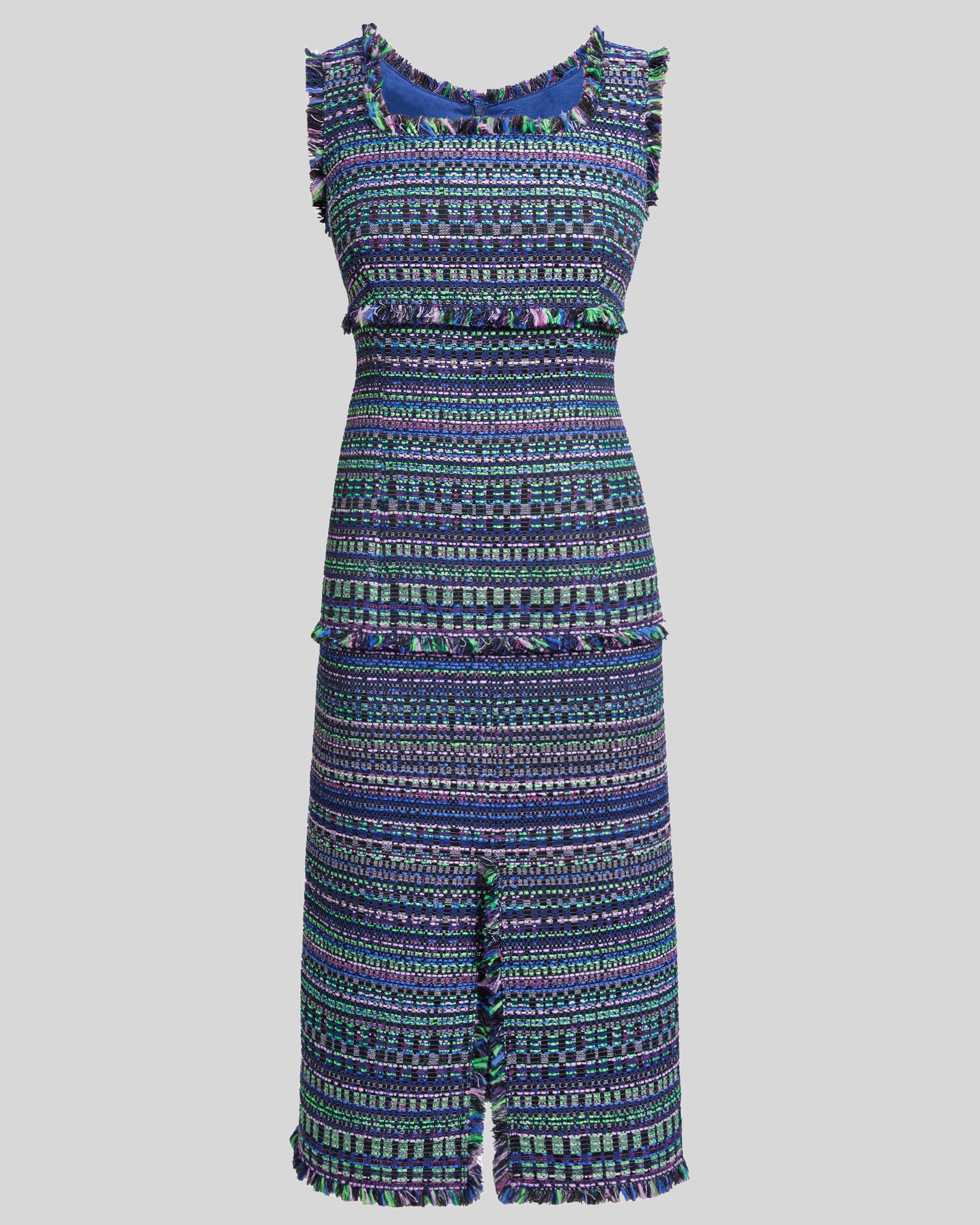 FAYE A-line Sleeveless Sheath Dress in Modern Tweed Santorelli FAYE A-line Sleeveless Sheath Dress in Modern Tweed Santorelli
