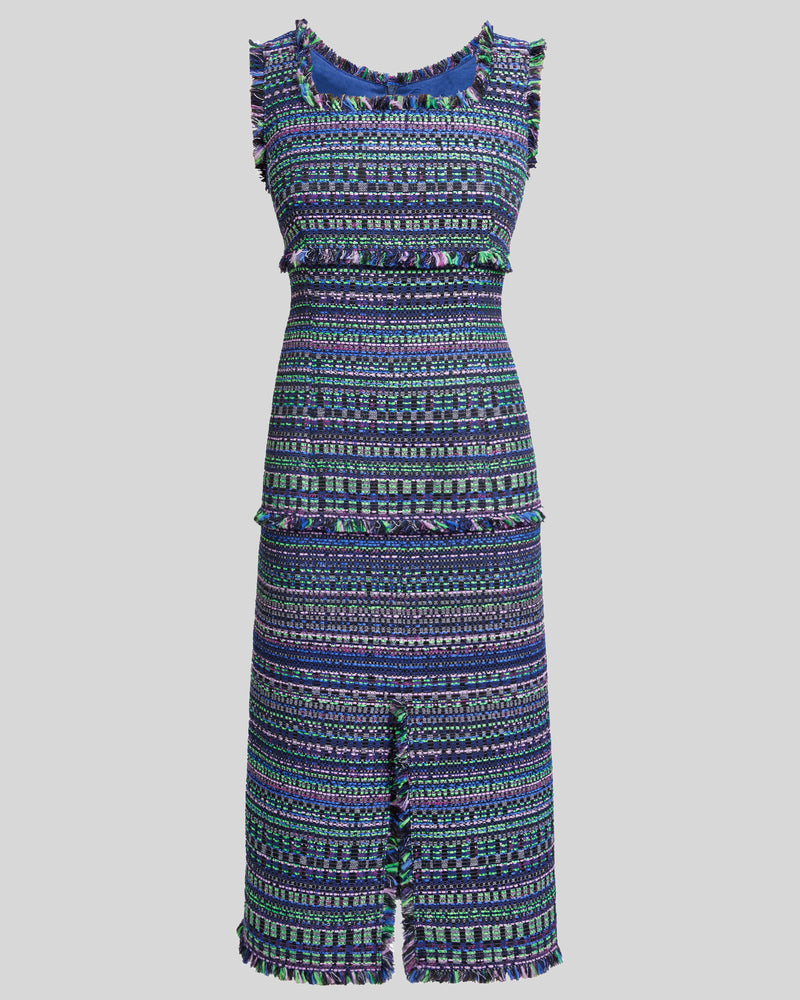 FAYE A-line Sleeveless Sheath Dress in Modern Tweed Santorelli FAYE A-line Sleeveless Sheath Dress in Modern Tweed Santorelli