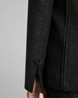 JESS Single Button Jacket in Charcoal Wool Donegal