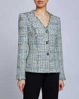 GEORGIA Jacket in Luxury Tweed with Fringe Detail