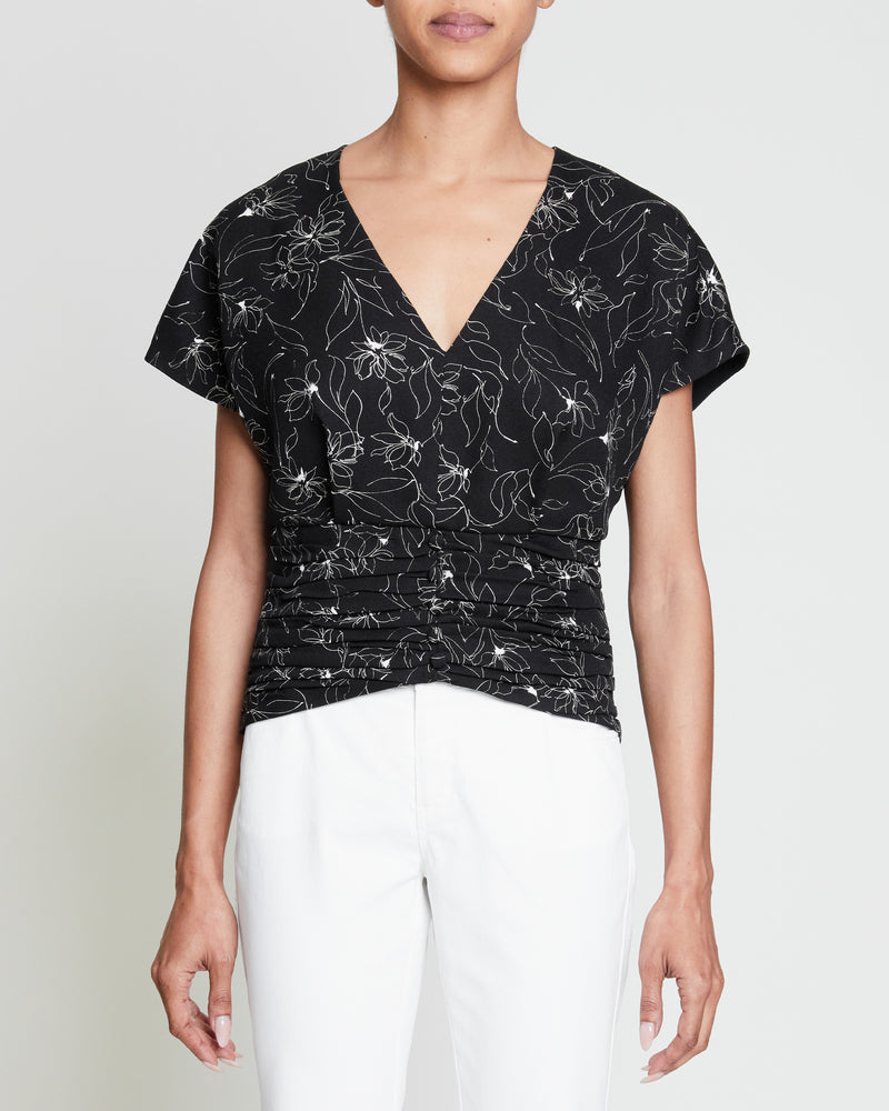 HOPE Ruched Top in Abstract Floral Print