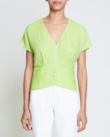 HOPE V-Neck Ruched Top in Cotton